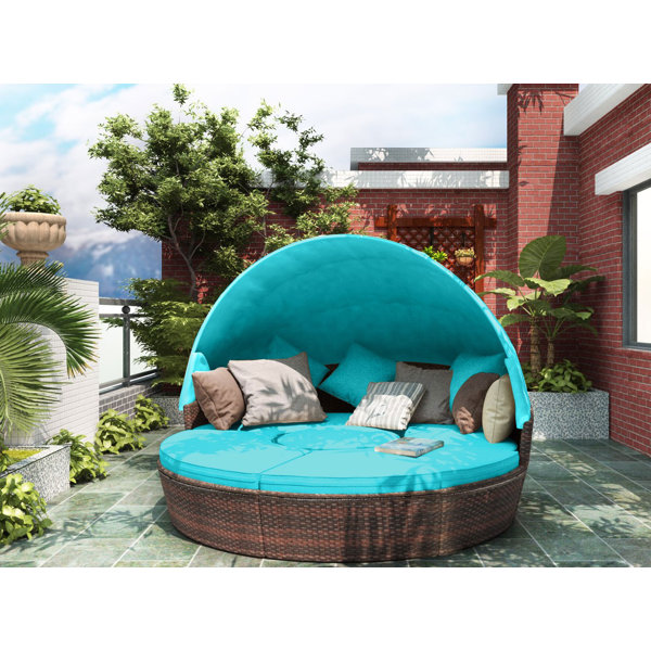 Latitude Run Outdoor Patio Rattan Furniture Sectional Sofa Set With Retractable Canopy Wayfair