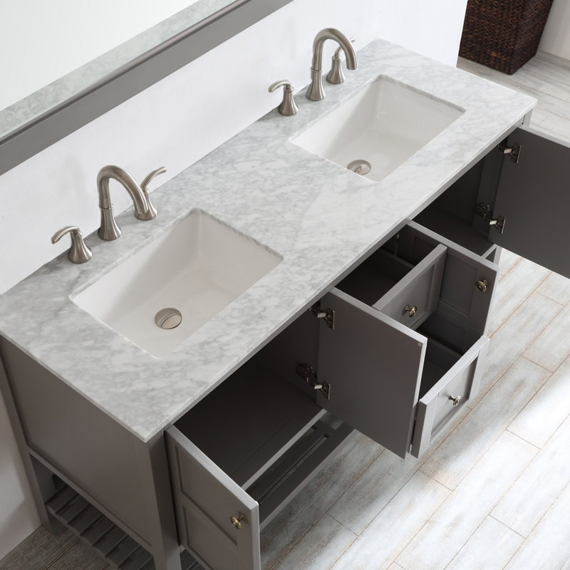 Beachcrest Home Caldwell 60 Double Bathroom Vanity Set With Mirror Caldwell 60 Double Bathroom Vanity Set With Mirror