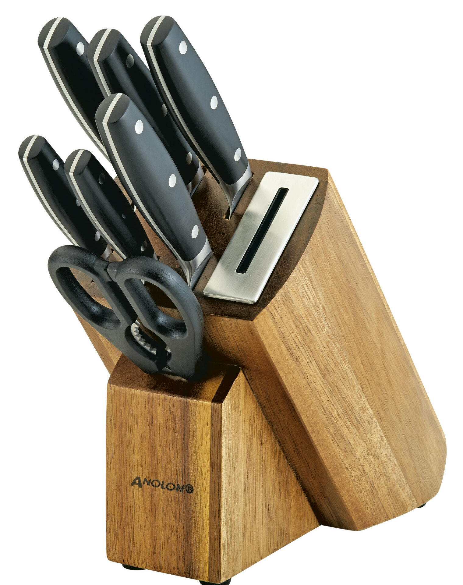 Anolon Alwayssharp Japanese Steel 8 Piece Knife Block Set With Built In Sharpener Reviews Wayfair