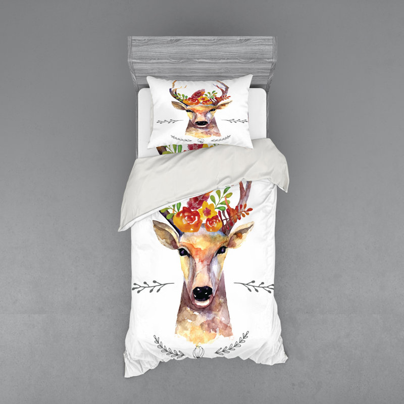 East Urban Home Indie Deer Portrait In Watercolor Painting Boho
