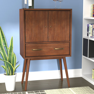 Mid Century Modern Bar Wine Cabinets You Ll Love Wayfair Morris Mid Century Modern 4 Bottle Floor Wine Cabinet