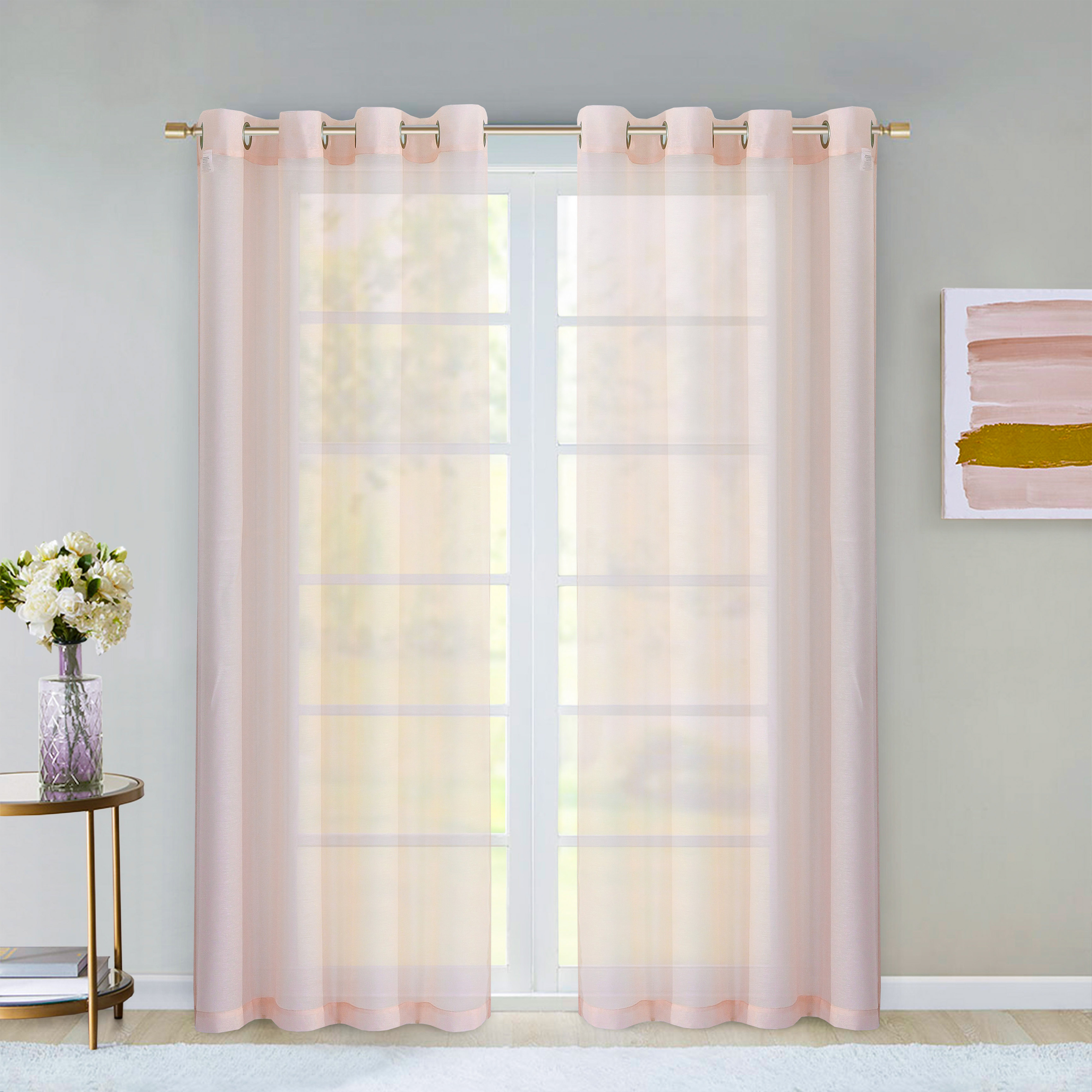 Latitude Run Shirleen Extra Wide Solid Semi Sheer Grommet Curtains