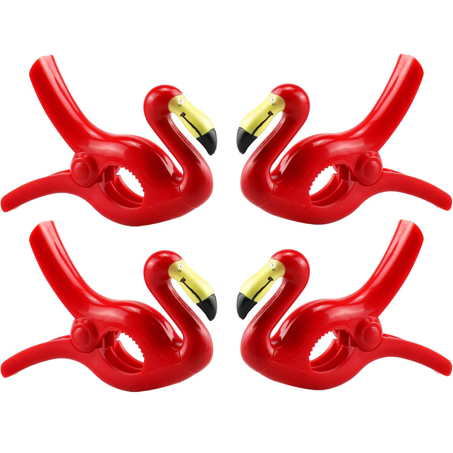 4 Pieces Beach Flamingo Towel Clips Flamingo Chair Holders Portable Parrot Towel Holders for Holiday Pool