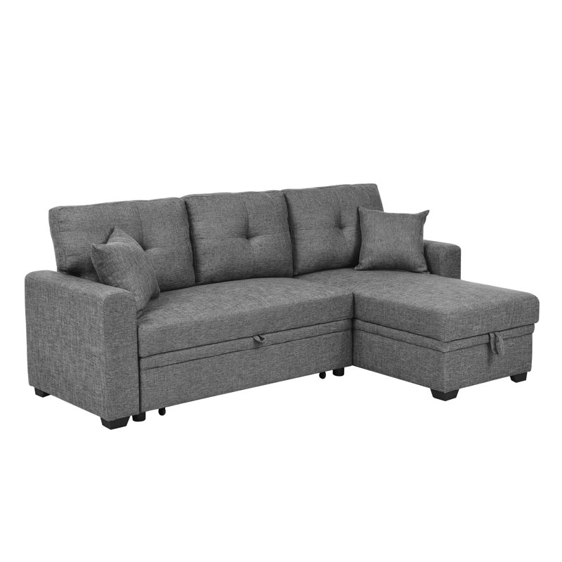 Sem 85.5'' Upholstered Sleeper Sofa Fabric: Medium Gray Polyester
