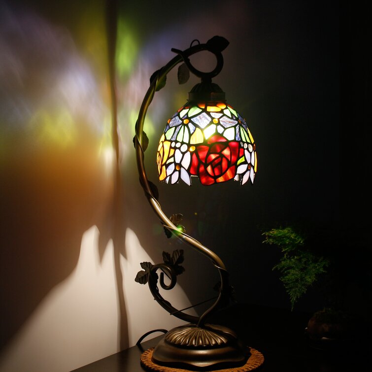 rose stained glass lamp