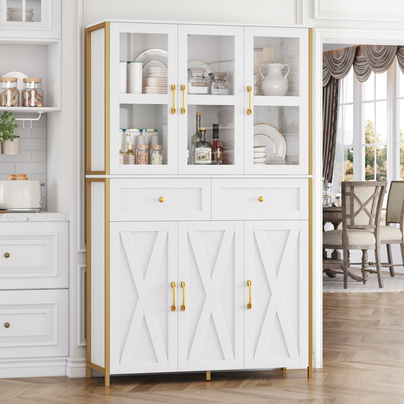 ( VERY INCOMPLETE) Kitchen Pantry With Large Drawers and Farm Doors Finish: White
