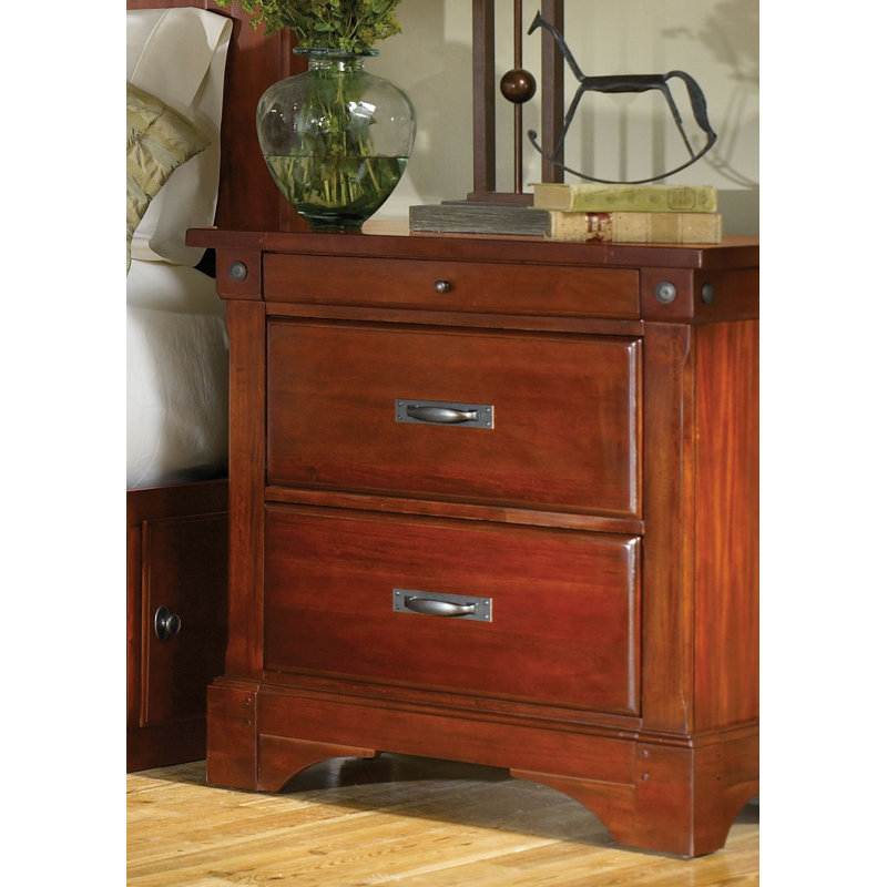 Darby Home Co Voyles 2 Drawer Solid Wood Nightstand In Cherry Reviews Wayfair