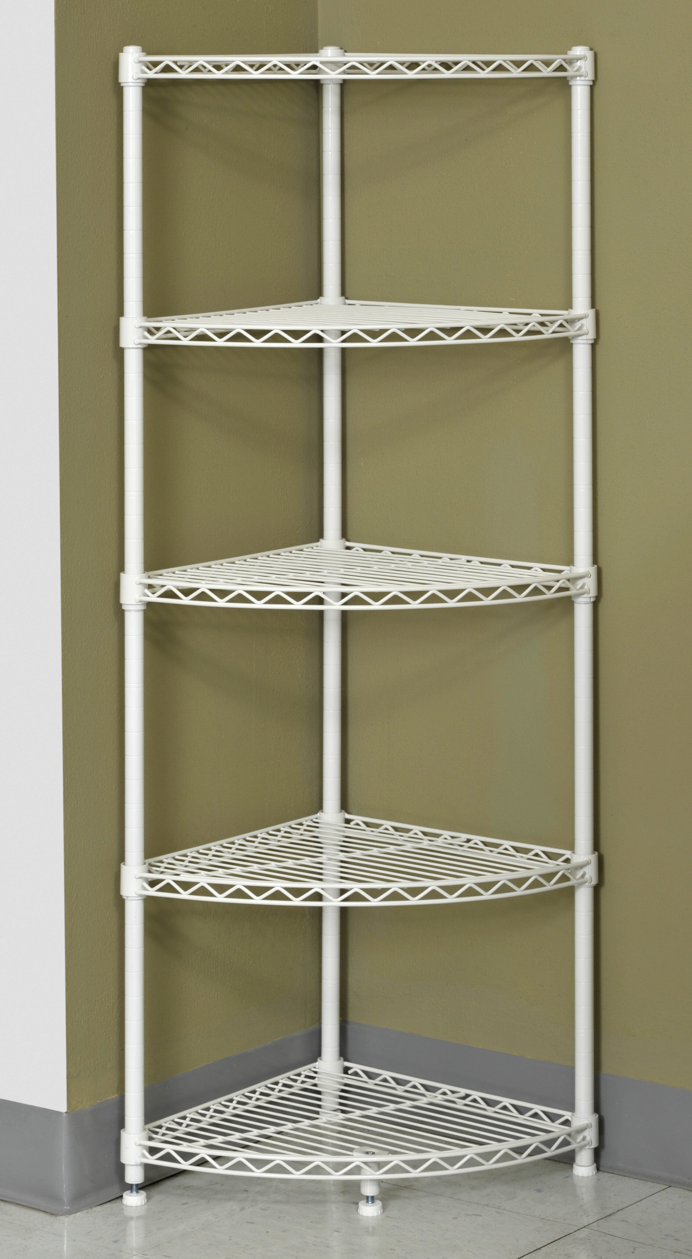 47 H X 14 W 5 Shelf Steel Wire Corner Shelving Unit