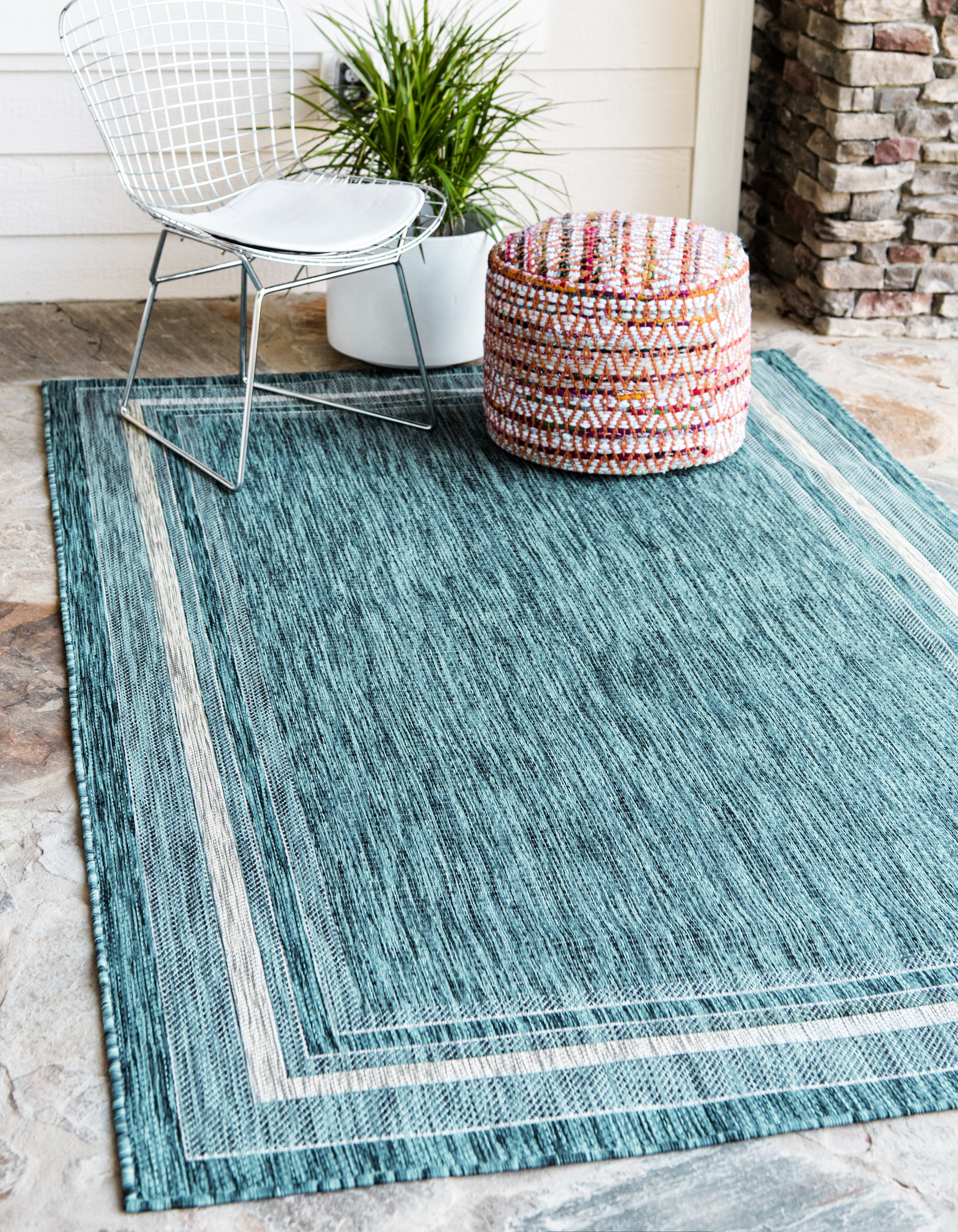 Sol 72 Outdoor Tollette Teal Indoor Outdoor Area Rug Reviews Wayfair