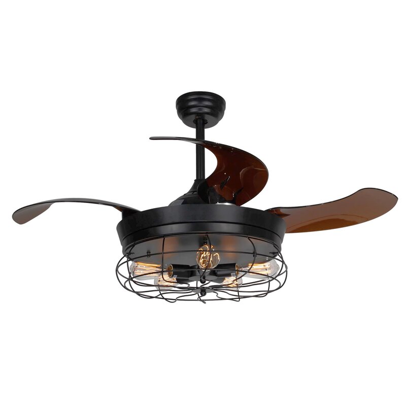 Williston Forge 46 Schumaker Crystal Retractable 4 Blade Ceiling