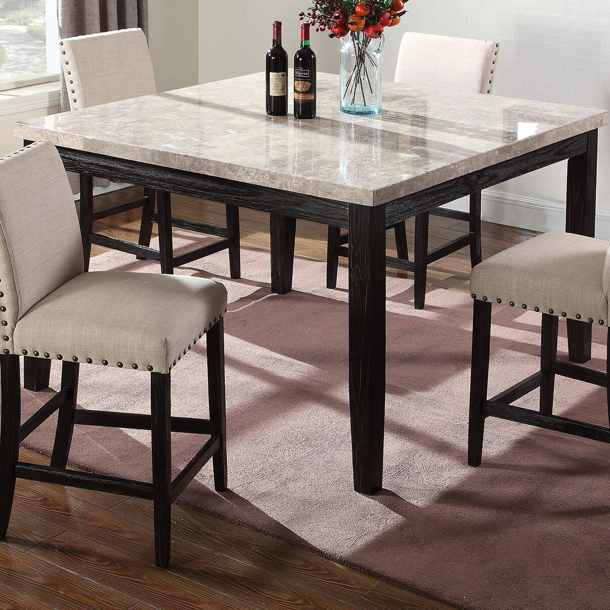 Alcott Hill Wilber Marble Counter Height Dining Table Reviews Wayfair
