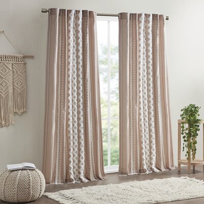 Imani Cotton Printed Curtain Panel with Chenille Stripe and Lining