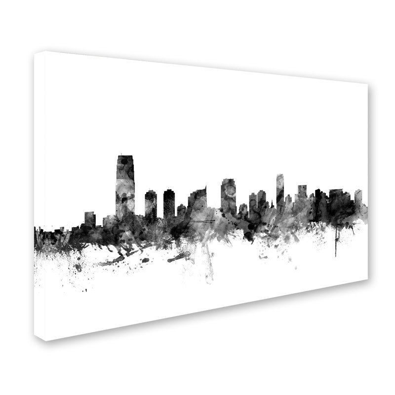 Trademark Art Jersey City Nj Skyline B W Graphic Art Print On