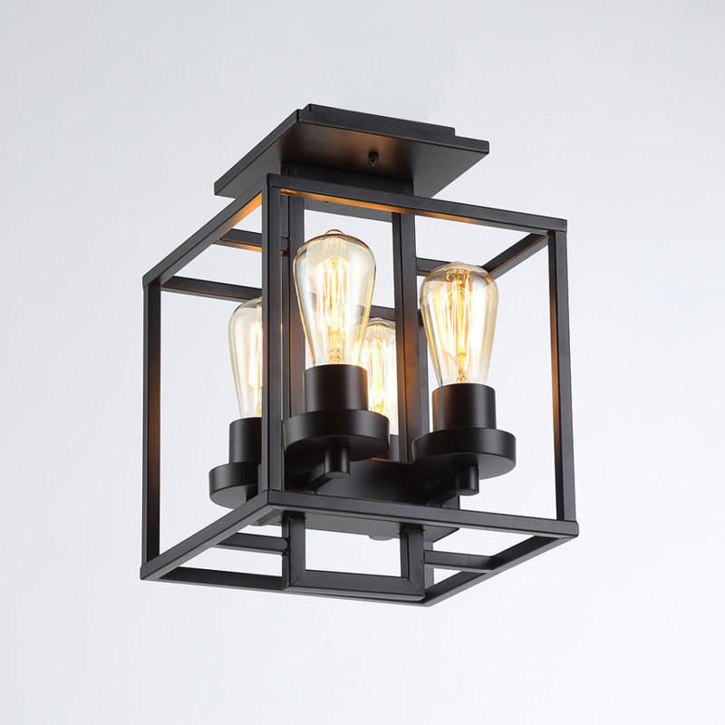 Gracie Oaks Sergei 4 Light 10 2 Lantern Square Flush Mount Reviews Wayfair