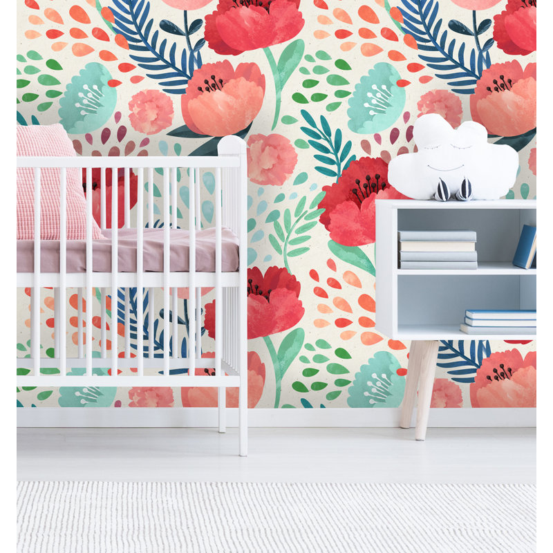 Bungalow Rose Uxbridge Removable Vintage Poppy Flowers 6 25 L X