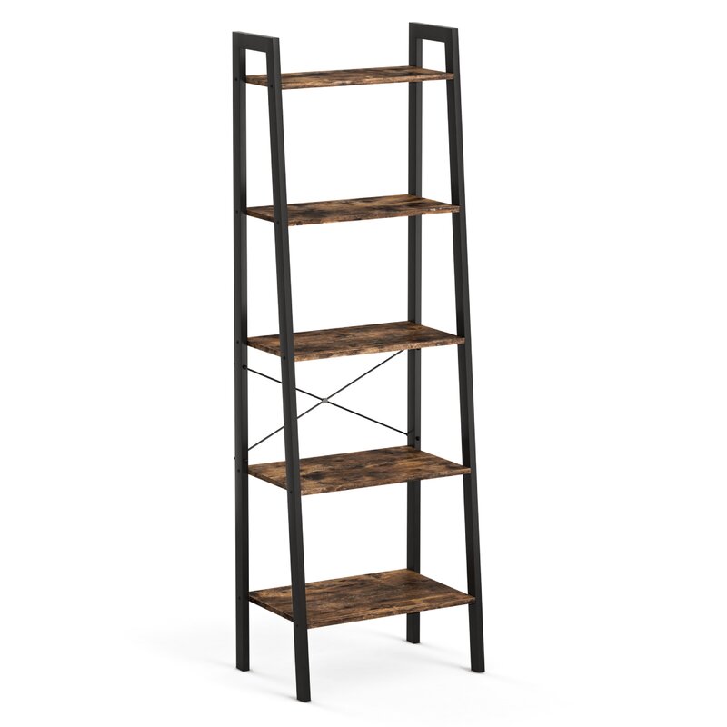 Ballucci Industrial Bookshelf 4 Tier Ladder Shelf With Metal