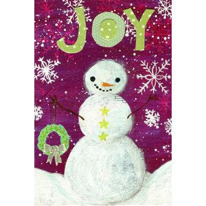 'Snowman Holding Wreath' Painting Print on Wrapped Canvas