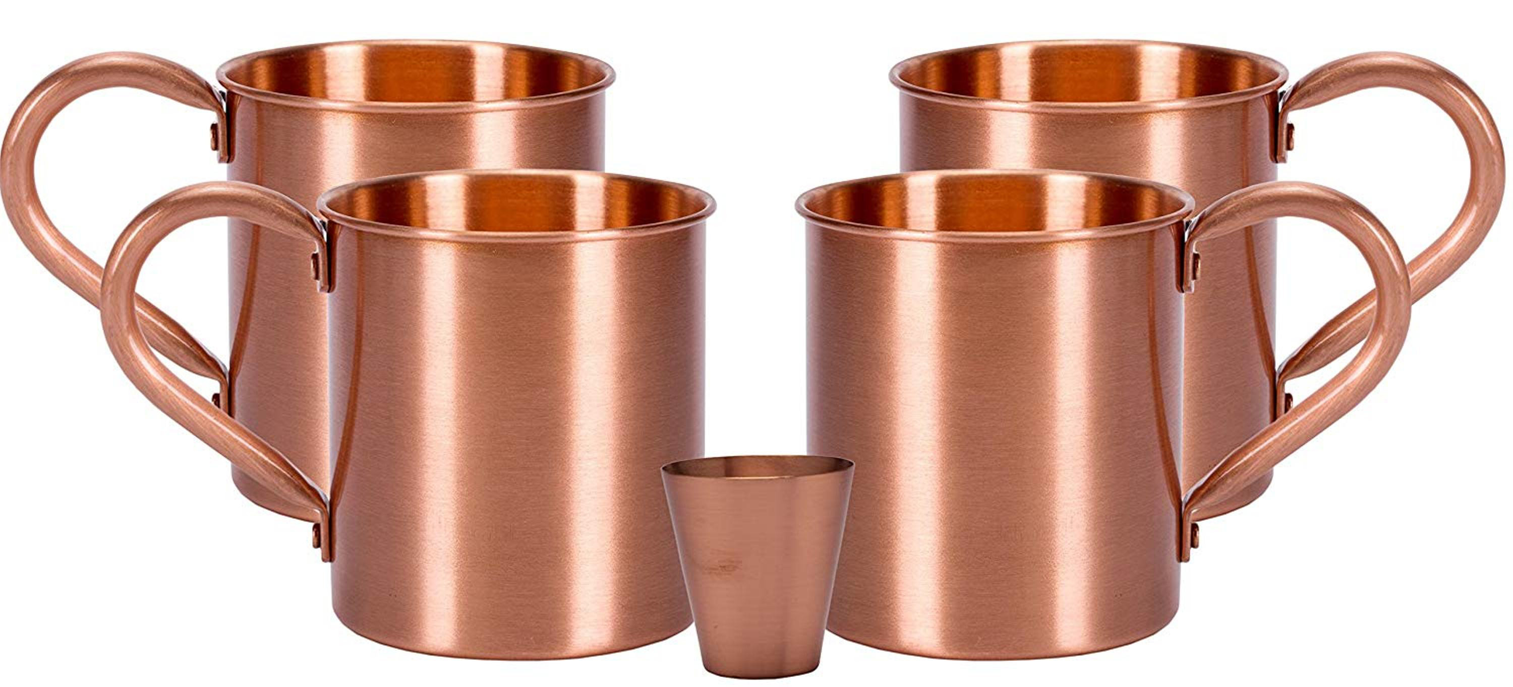 No Lining 100/% Pure Hammered Copper Set of 4 with One Shot Glass Melange 16 Oz Copper Classic Mug for Moscow Mules Heavy Gauge Includes Free Recipe Card 712166789865