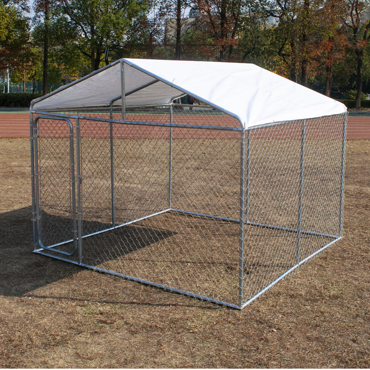 outdoor dog kennel cover 10 x 10 large steel roof pen cage fence shade exercise