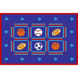 Kids Sports Blue/Red Area Rug