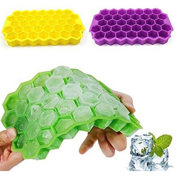 Silicone 37 Cubes Honeycomb Shape Ice Tray Maker Mold Storage Container Hot