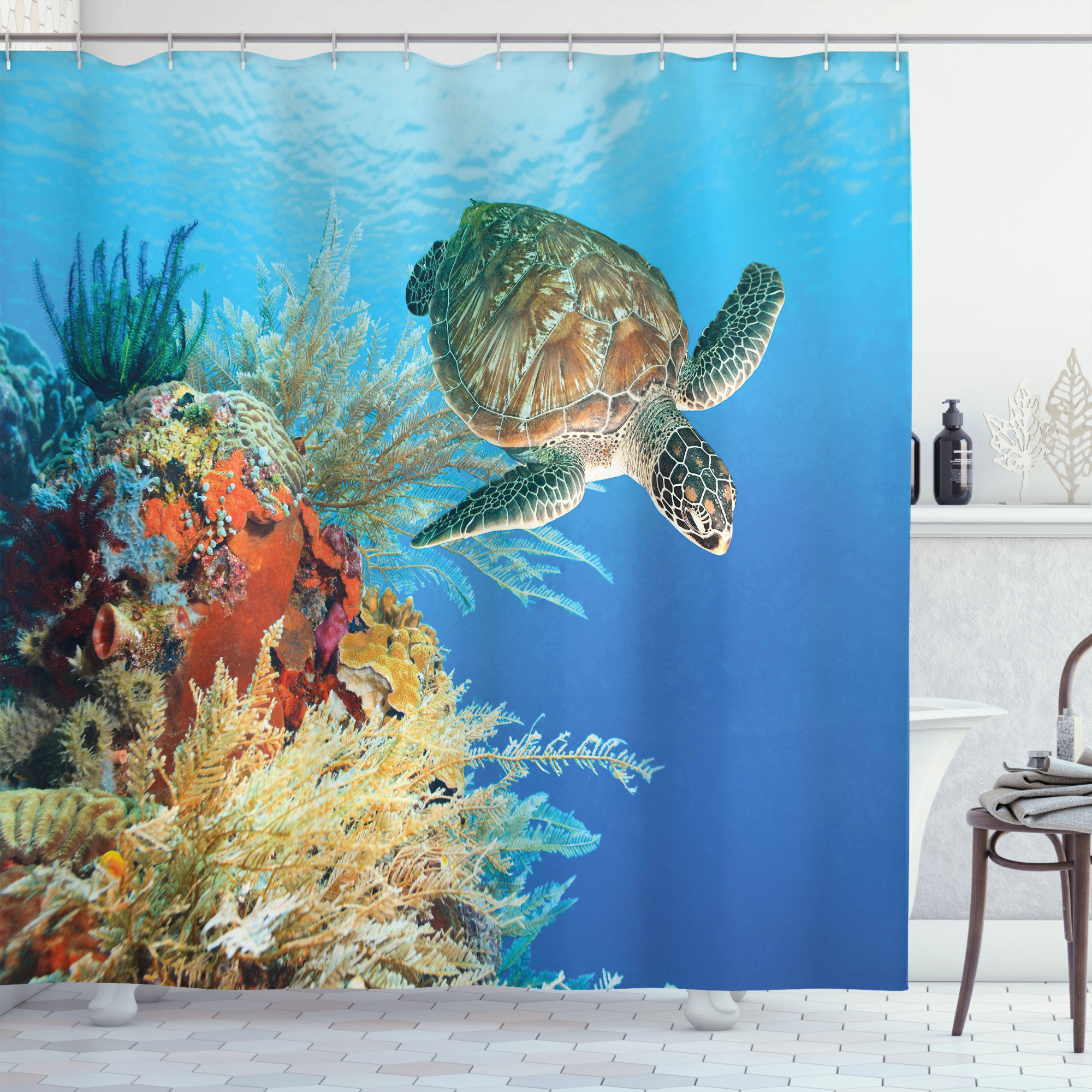 East Urban Home Turtle Shower Curtain Set + Hooks Wayfair