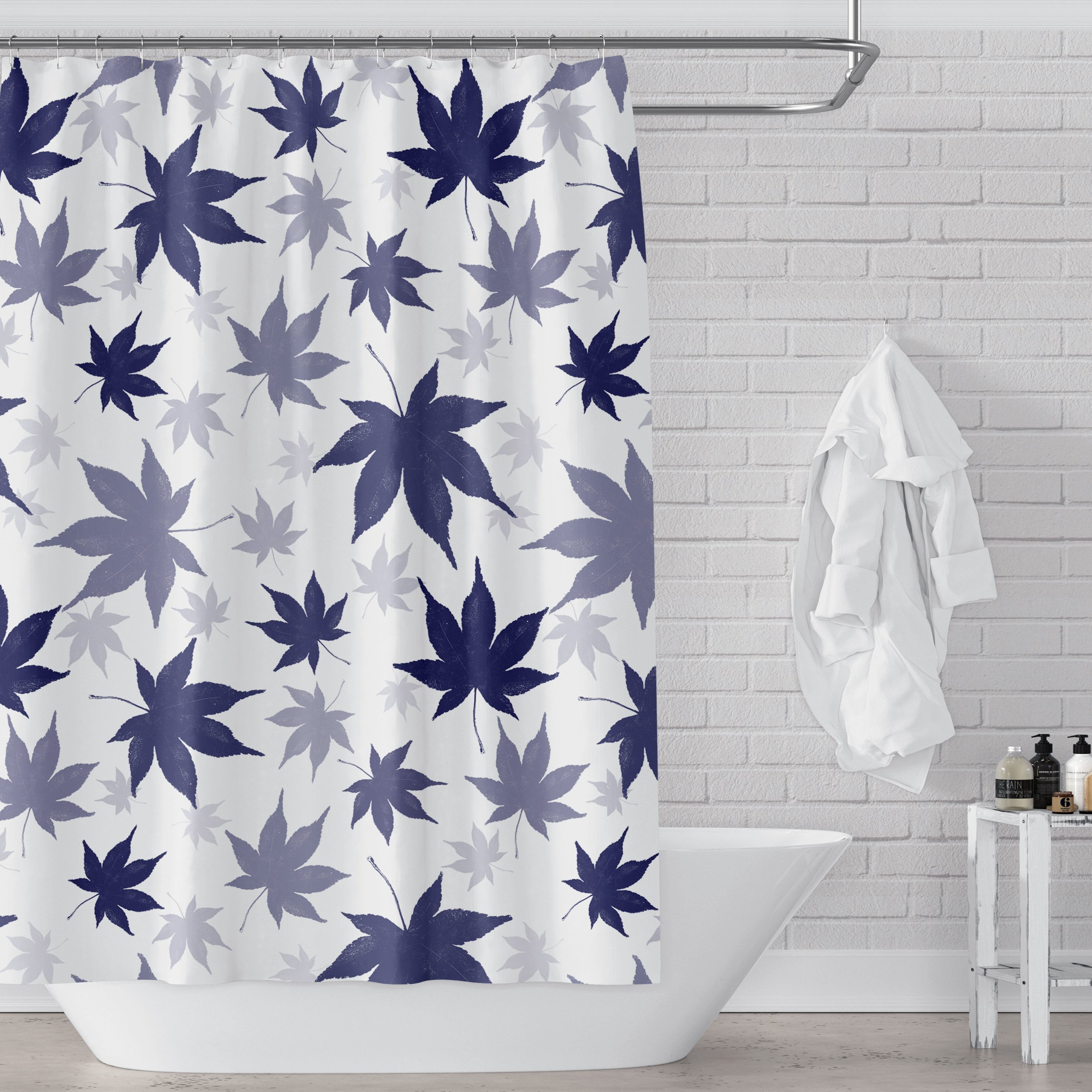 Waterproof Polyester 71" Maple Leaf Trees Pattern Shower Curtain Fabric Bath US