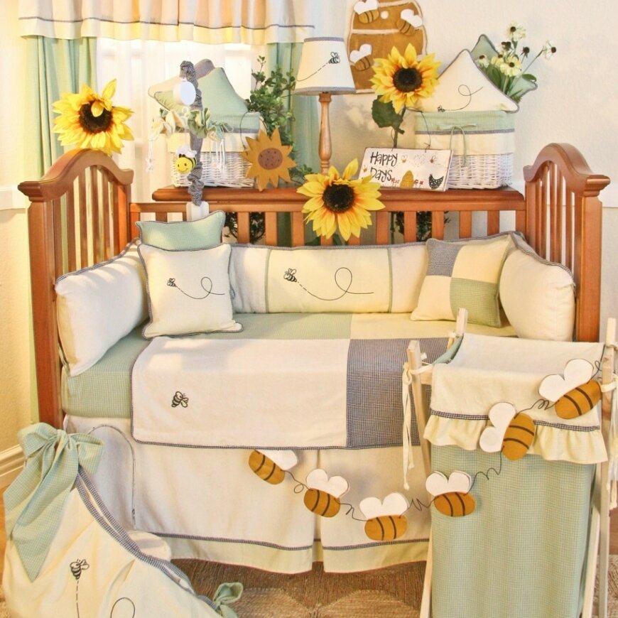 sunflower crib bedding set