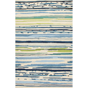 Angelina Hand-Hooked Polypropylene Blue/Green Outdoor Area Rug