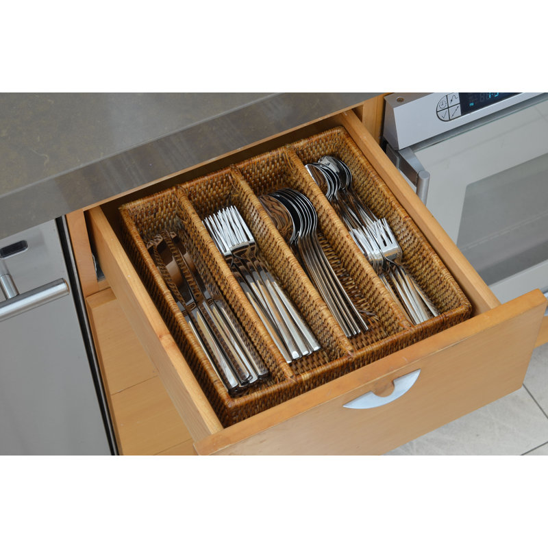 Mistana Telford Rattan Silverware 2 75 H X 11 W X 11 5 D Drawer