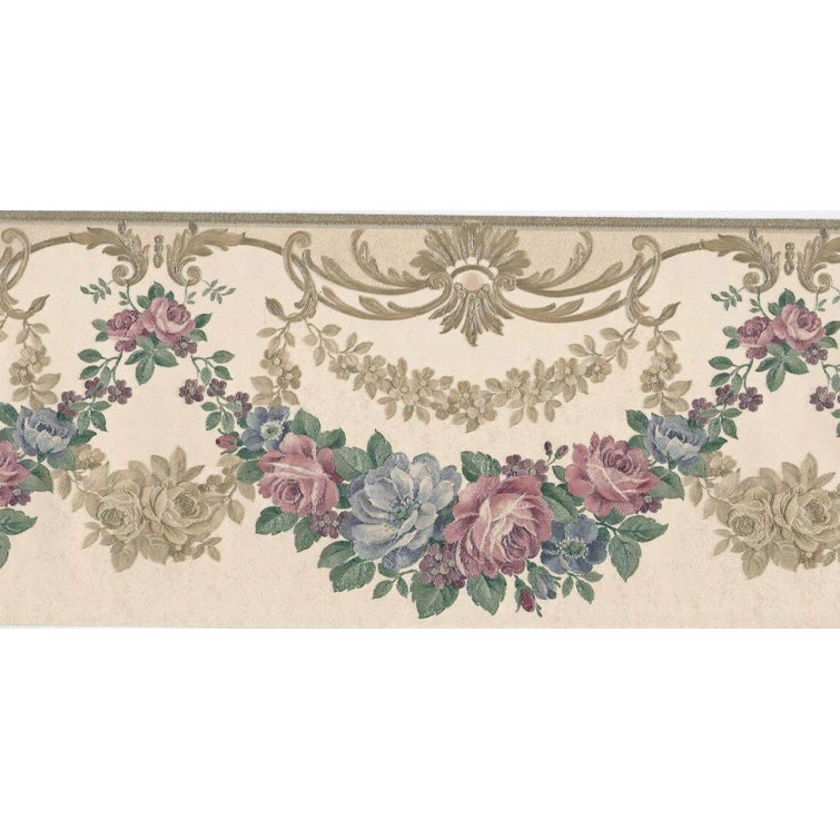 Fleur De Lis Living Timms Victorian Roses Garlands Crown Molding 15 L X 7 W Wallpaper Border Wayfair