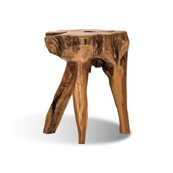 Modern Grey Finished 14”X14”X18” Mountain Woods Live Edge Stool/Side Table Made with Hand Selected Organic Acacia Wood 
