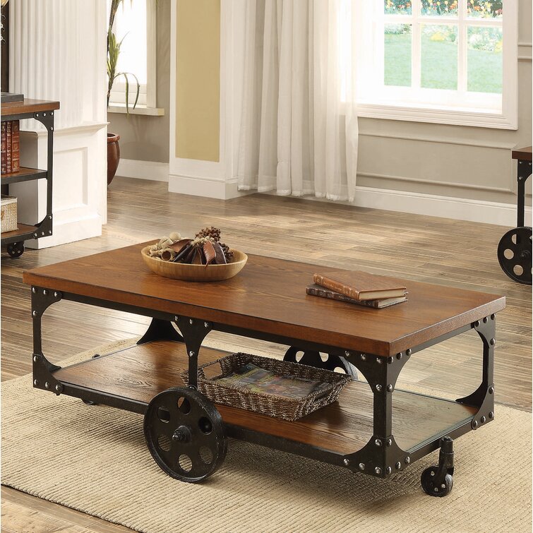 17 Stories Abernathy Wheel Coffee Table with Storage | Wayfair