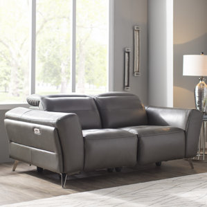 Paille Leather Reclining Loveseat by O..