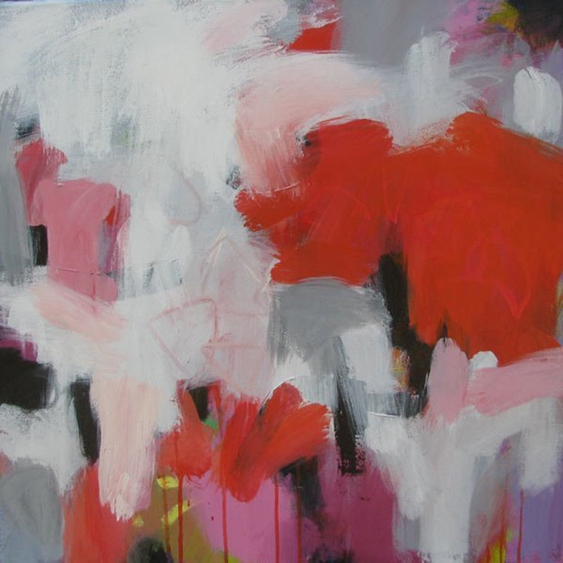 Art Excuse Red White Abstraction Framed Acrylic Painting Print