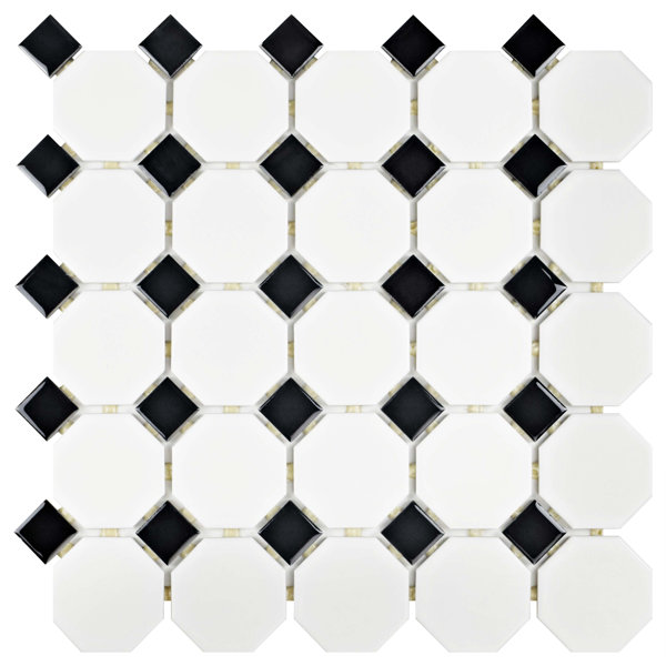 Elitetile Retro Random Sized Porcelain Mosaic Tile In Matte White Elitetile Retro Random Sized Porcelain Mosaic Tile In Matte White Black Reviews Wayfair