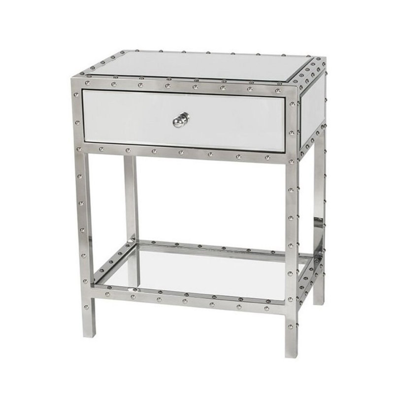Rosdorf Park Isidore 1 Drawer Mirrored Nightstand Wayfair
