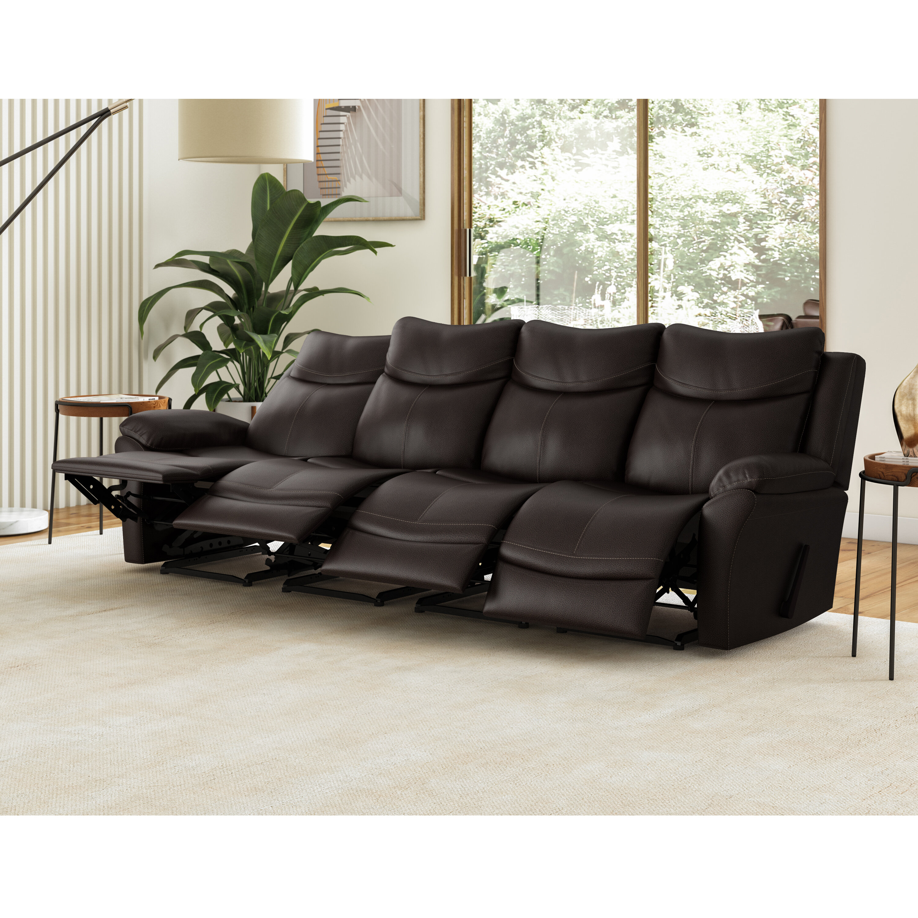 4 seat leather recliner couch