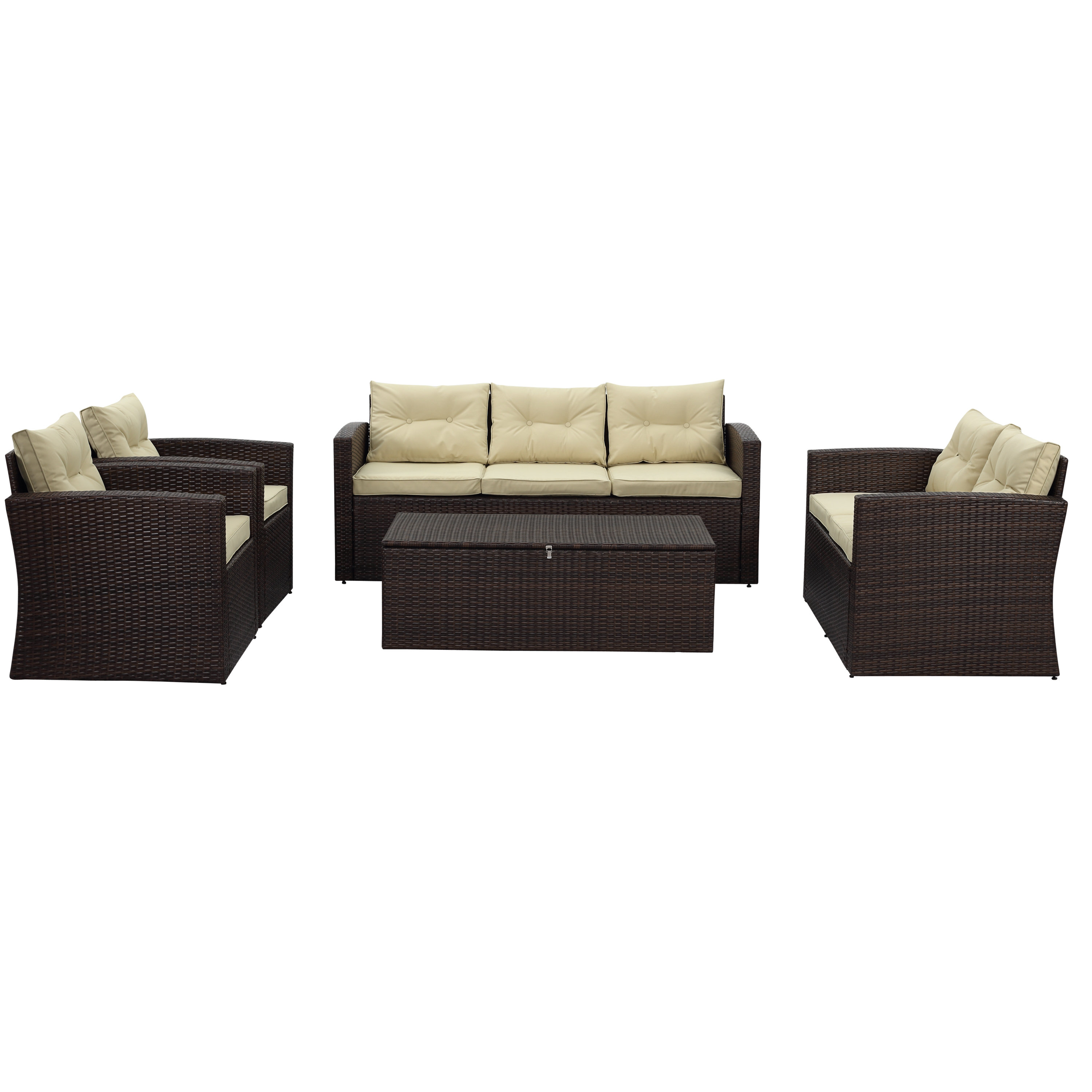 Arlington 5 Piece Rattan Sofa Seating Group With Cushions