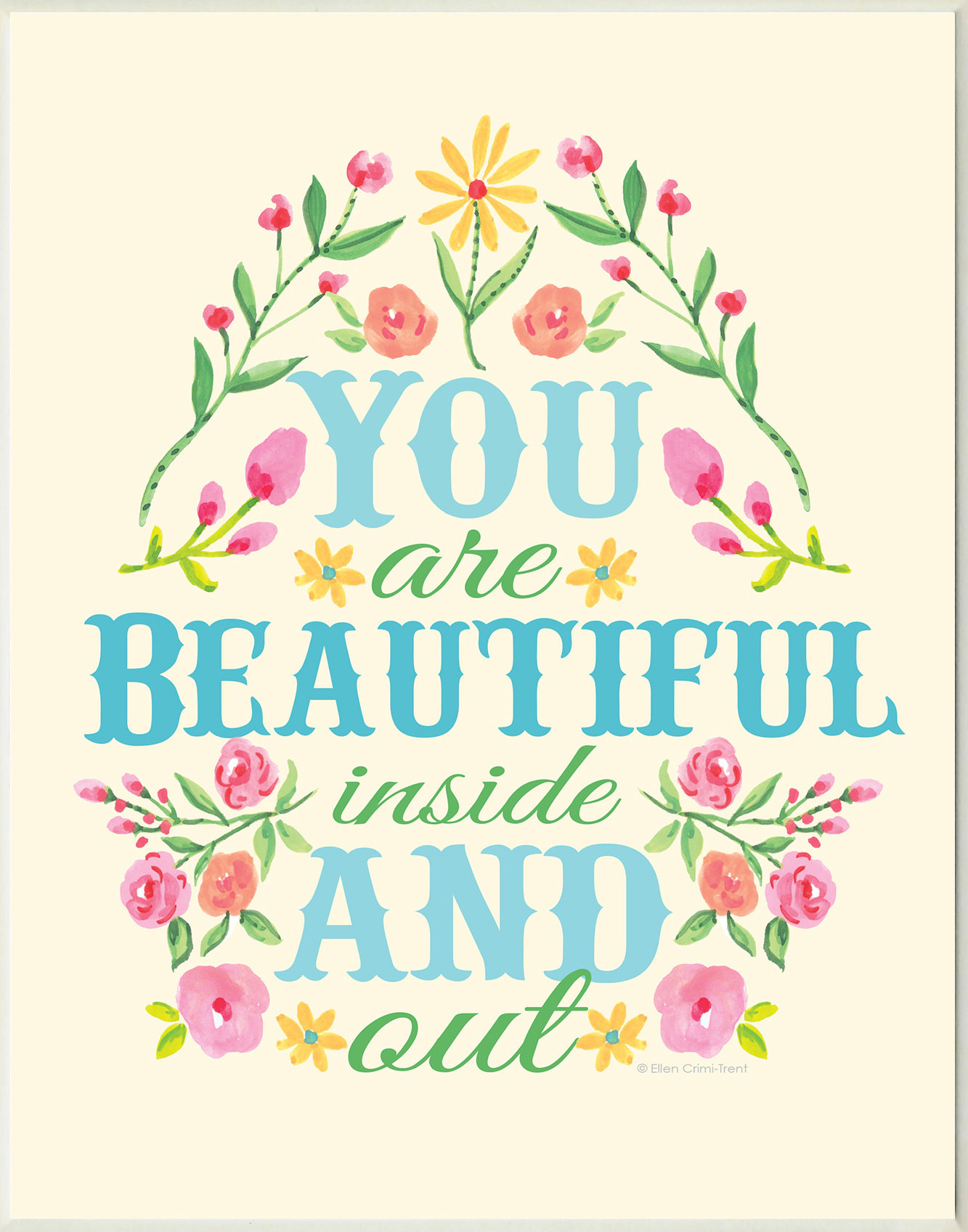 Viv + Rae Gupton You Are Beautiful Inside and Out Floral Wall Plaque