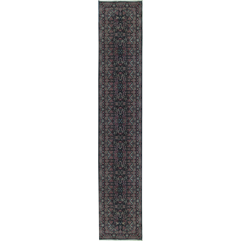 Bokara Rug Co Inc One Of A Kind Shah Hand Knotted Dark Green Pink 2 5 X 22 Runner Wool Area Rug Wayfair
