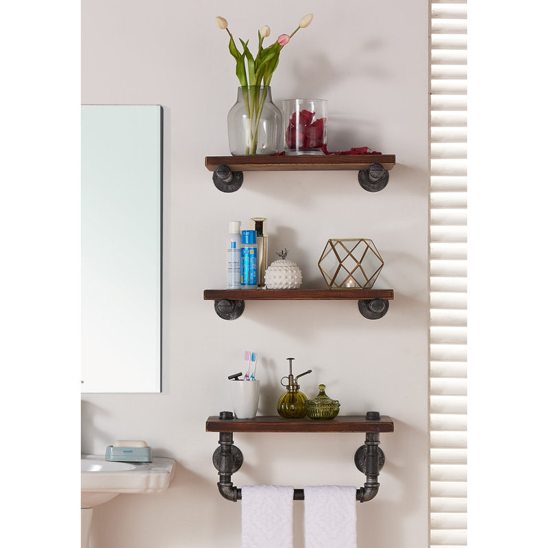 Trent Austin Design Industrial Walnut Wood Floating 3 Piece Wall Shelf Set Reviews Wayfair