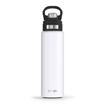 Blue & White Vacuum Insulated Water Bottle Stainless Steel Pop Up Straw Cap 