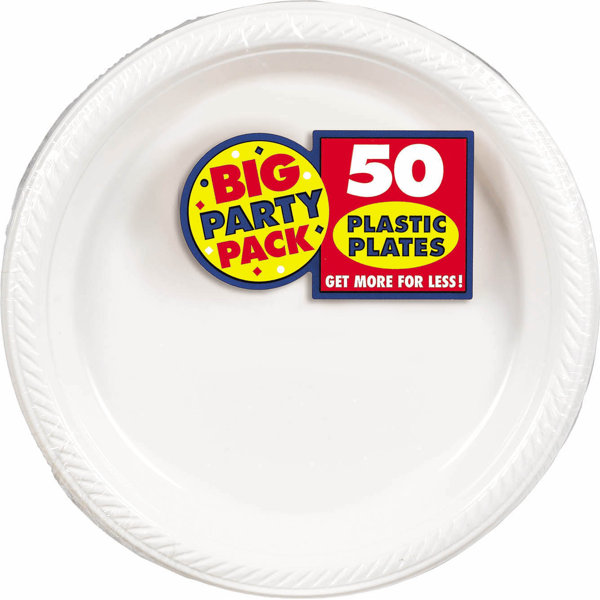 50 Gold 7/" Round Dessert Plastic Plates Appetizer Solid Color 50th Anniversary