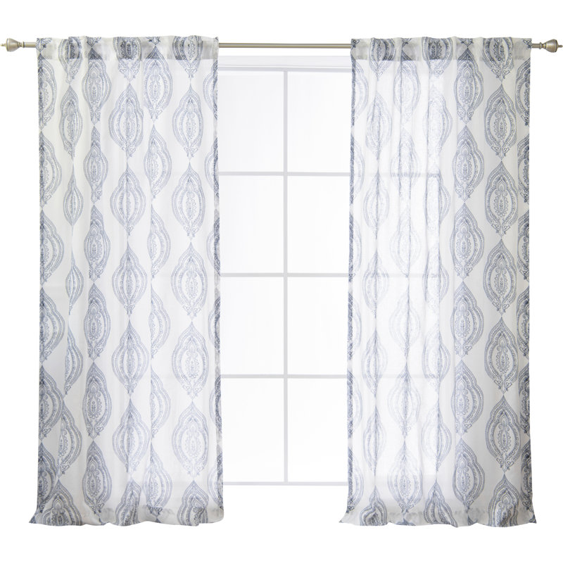 Hornsey Medallion Damask Sheer Rod Pocket Curtain Panels Reviews