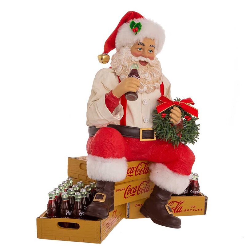 Kurt Adler 9-Inch Coca-Cola Santa Sitting On Crates
