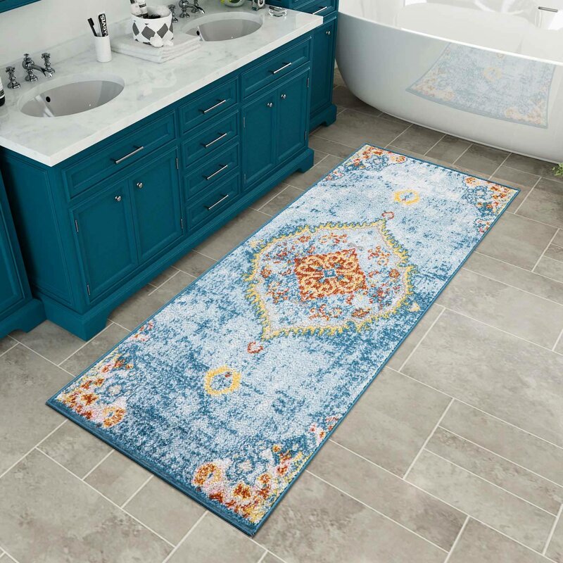 Bungalow Rose Stansbury Oriental Light Blue Yellow Area Rug Wayfair