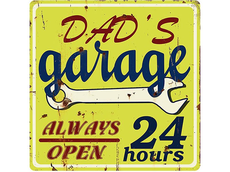 Dad's Garage 24 hrs - Unframed Graphic Art Print on Metal