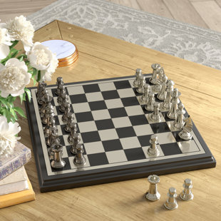 Large 19" By 19" Chocolate Wood Silk Screened Checkered Squares Chess Board Game 