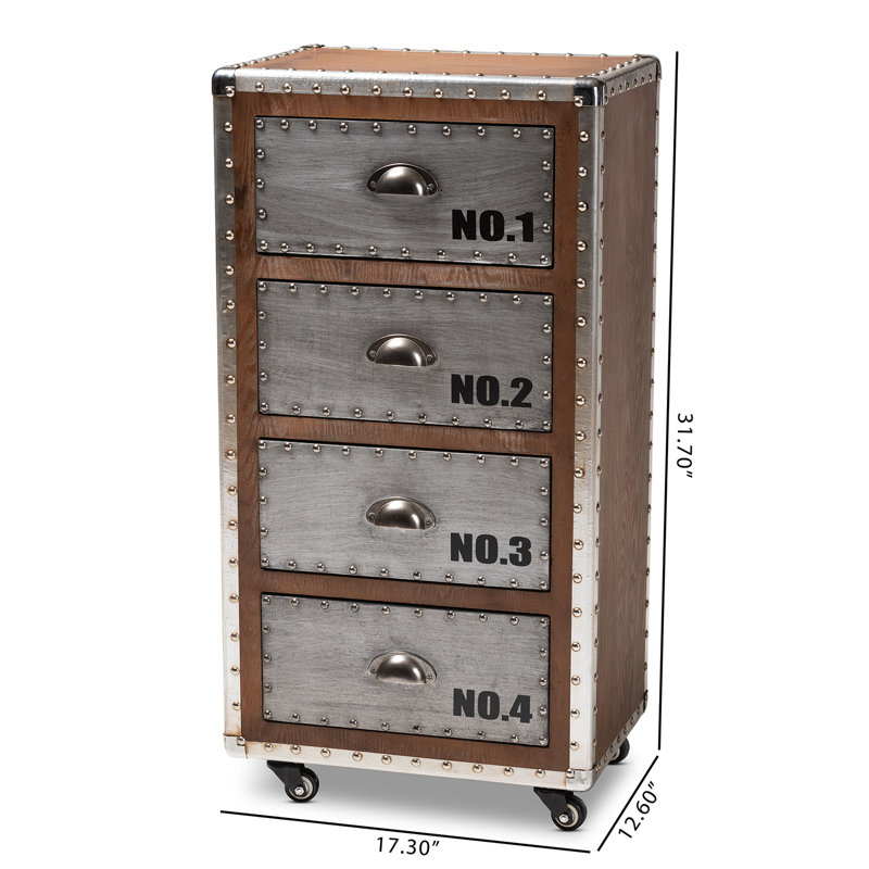 Williston Forge Rawson Wood And Metal 4 Drawer Accent Chest Wayfair
